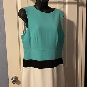 Aqua, black and white color lock sleeveless dress